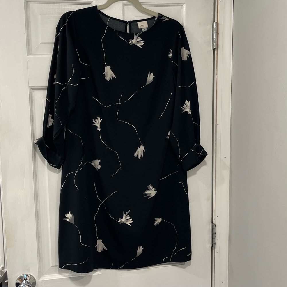 a new day Black Floral 3/4 Sleeve Dress